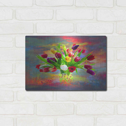 Luxe Metal Art 'Colorful Flowers 2' by Ata Alishahi, Metal Wall Art,16x12