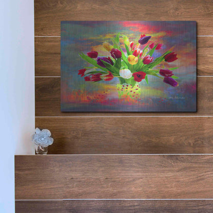 Luxe Metal Art 'Colorful Flowers 2' by Ata Alishahi, Metal Wall Art,16x12