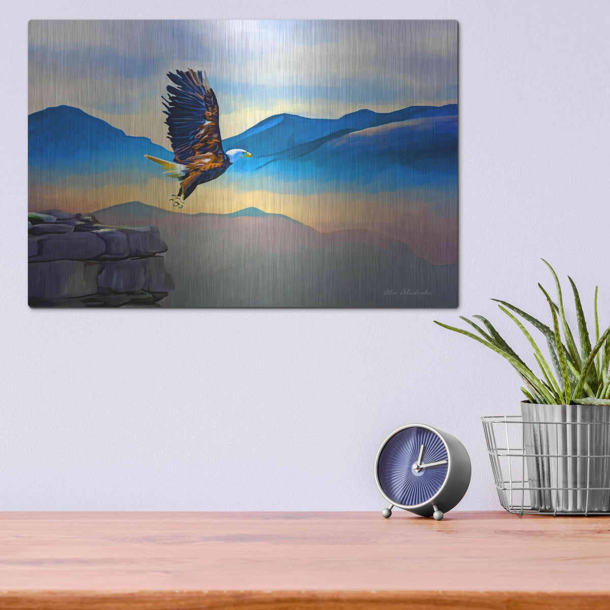 Luxe Metal Art 'Fly Higher' by Ata Alishahi, Metal Wall Art,16x12