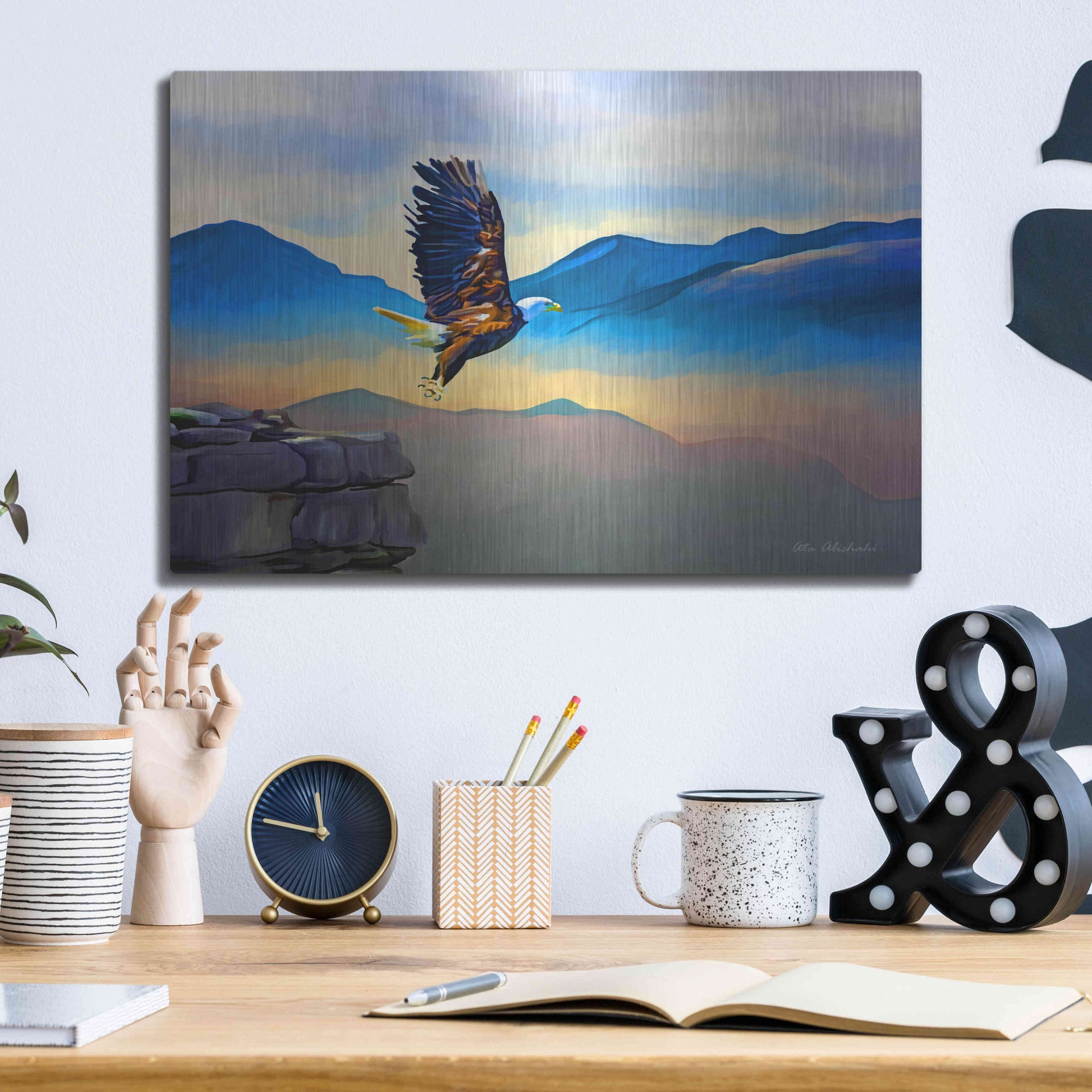 Luxe Metal Art 'Fly Higher' by Ata Alishahi, Metal Wall Art,16x12