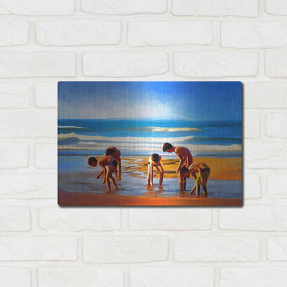 Luxe Metal Art ' Kids At The Beach ' by Ata Alishahi, Metal Wall Art,16x12