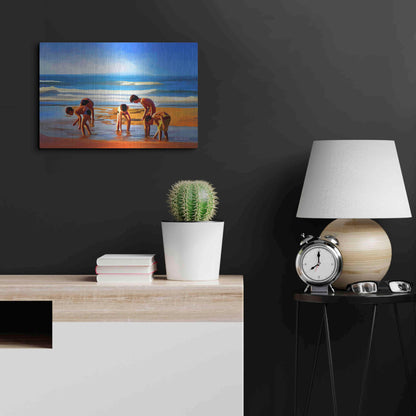 Luxe Metal Art ' Kids At The Beach ' by Ata Alishahi, Metal Wall Art,24x16