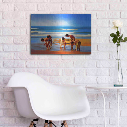 Luxe Metal Art ' Kids At The Beach ' by Ata Alishahi, Metal Wall Art,24x16