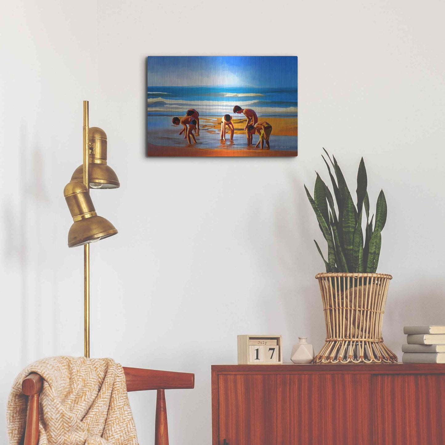 Luxe Metal Art ' Kids At The Beach ' by Ata Alishahi, Metal Wall Art,24x16