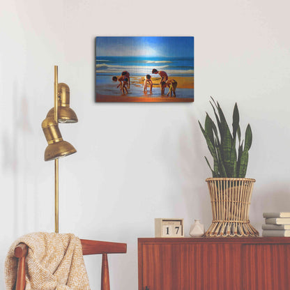Luxe Metal Art ' Kids At The Beach ' by Ata Alishahi, Metal Wall Art,24x16