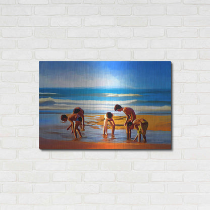 Luxe Metal Art ' Kids At The Beach ' by Ata Alishahi, Metal Wall Art,36x24