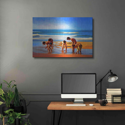 Luxe Metal Art ' Kids At The Beach ' by Ata Alishahi, Metal Wall Art,36x24