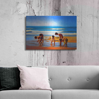 Luxe Metal Art ' Kids At The Beach ' by Ata Alishahi, Metal Wall Art,36x24