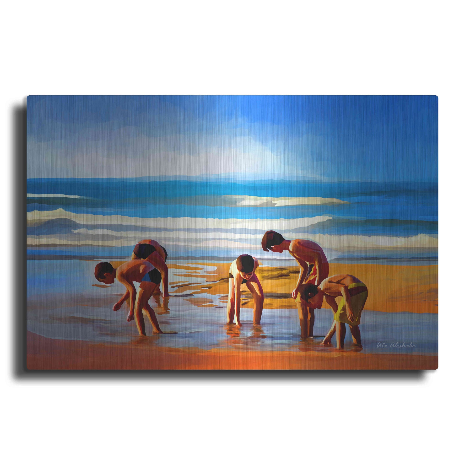 Luxe Metal Art ' Kids At The Beach ' by Ata Alishahi, Metal Wall Art