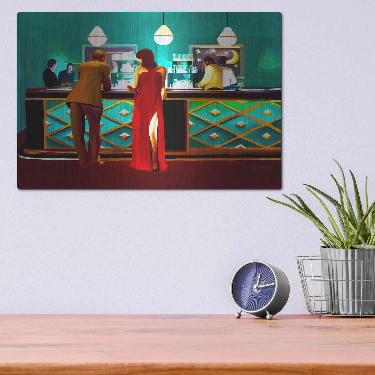 Luxe Metal Art 'Bar' by Ata Alishahi, Metal Wall Art,16x12