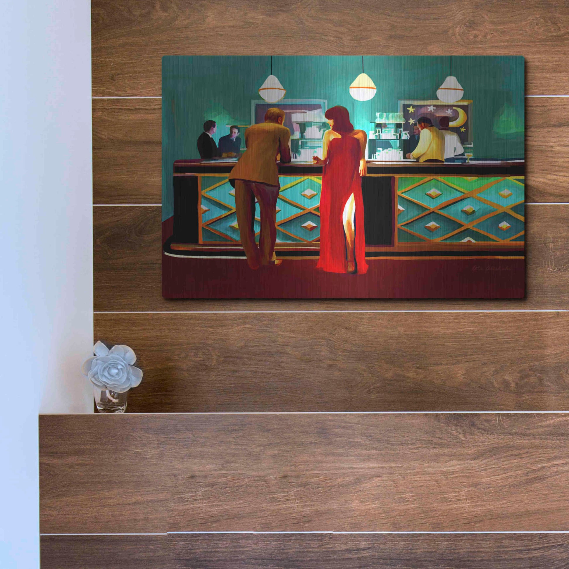 Luxe Metal Art 'Bar' by Ata Alishahi, Metal Wall Art,16x12