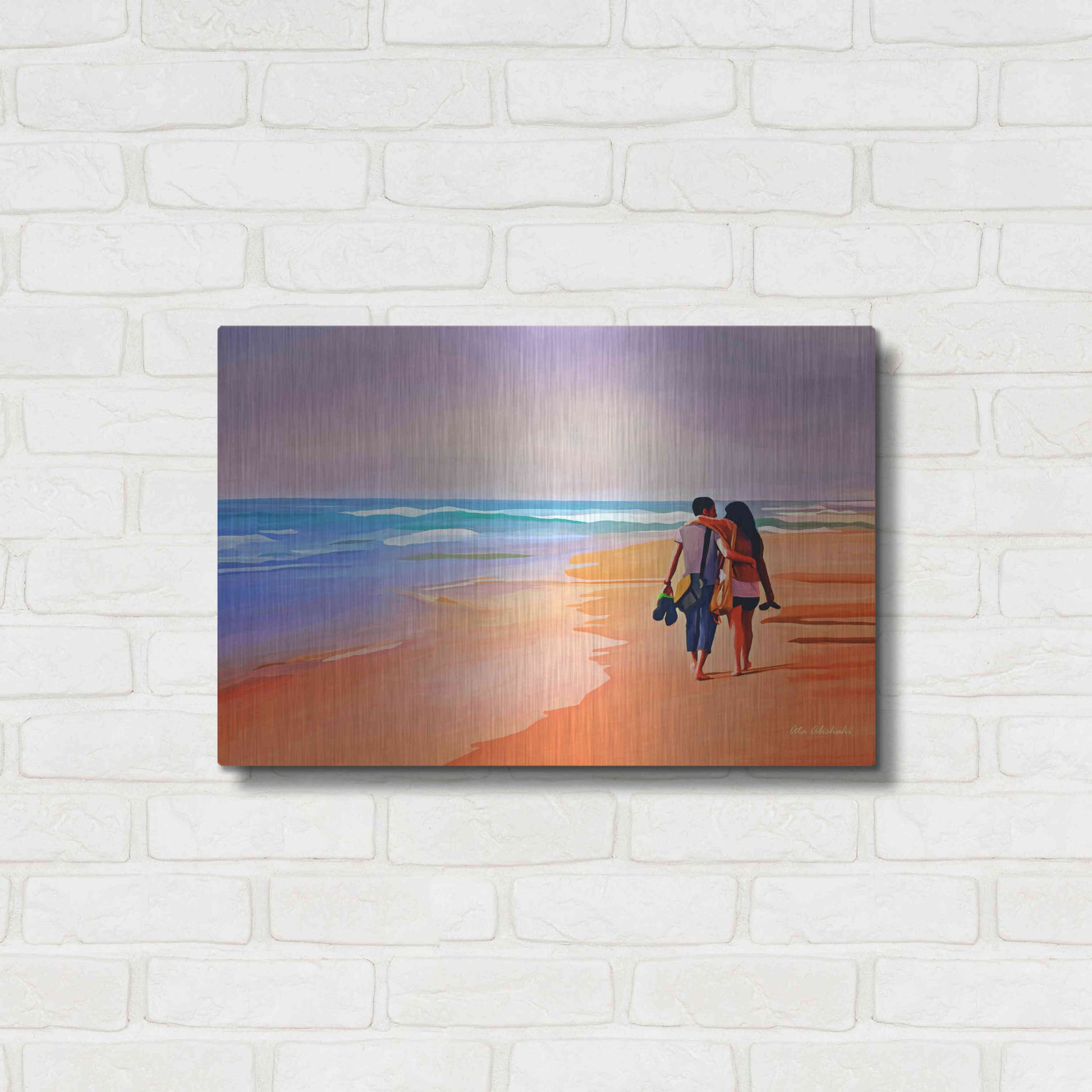 Luxe Metal Art 'Beach Walk' by Ata Alishahi, Metal Wall Art,24x16