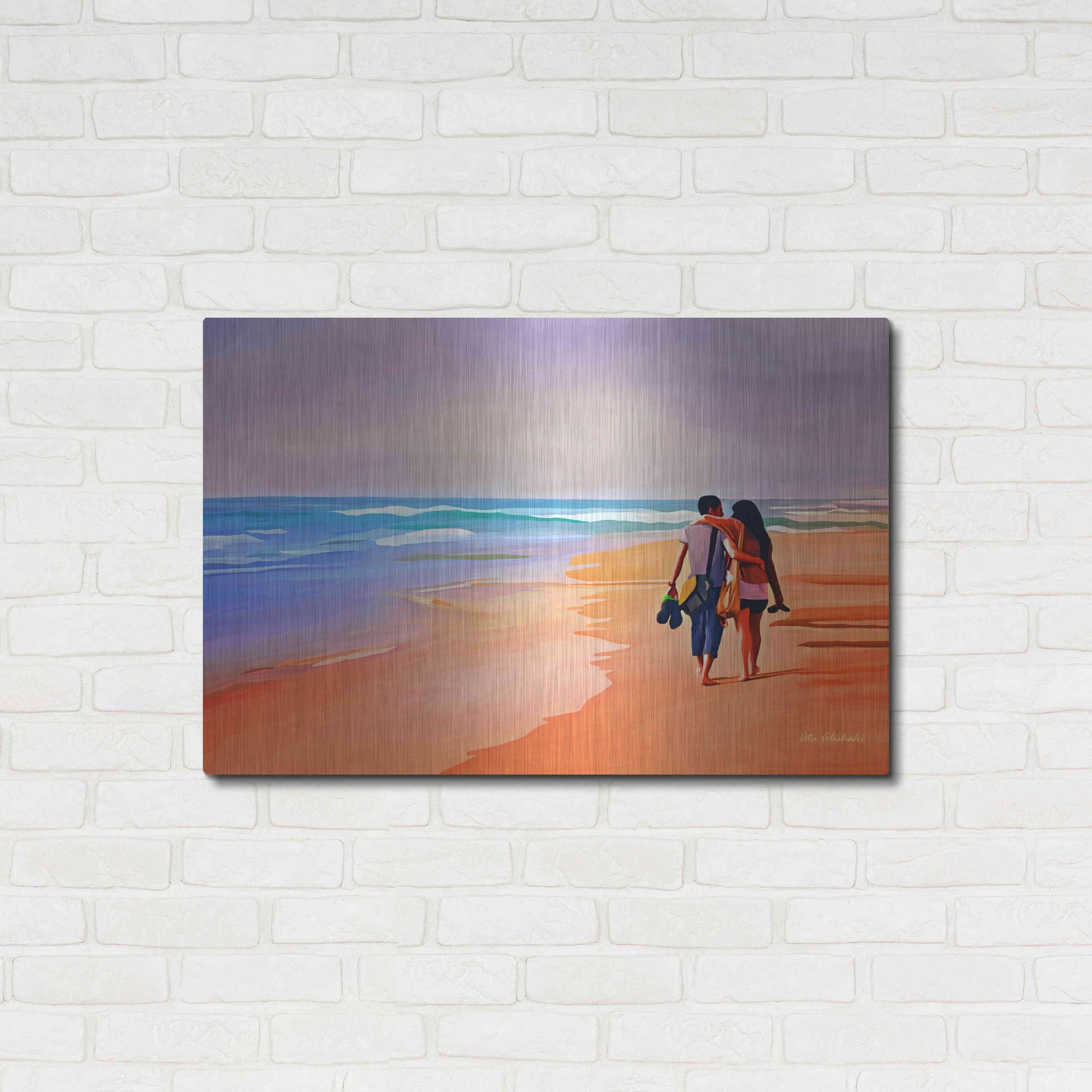 Luxe Metal Art 'Beach Walk' by Ata Alishahi, Metal Wall Art,36x24