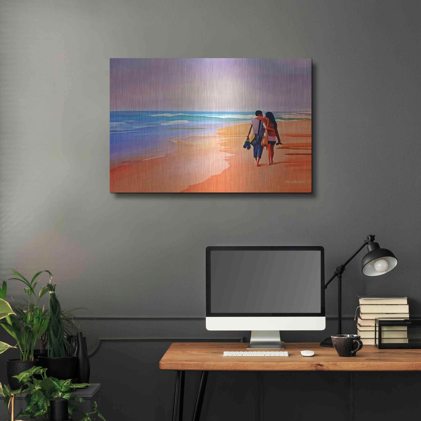 Luxe Metal Art 'Beach Walk' by Ata Alishahi, Metal Wall Art,36x24