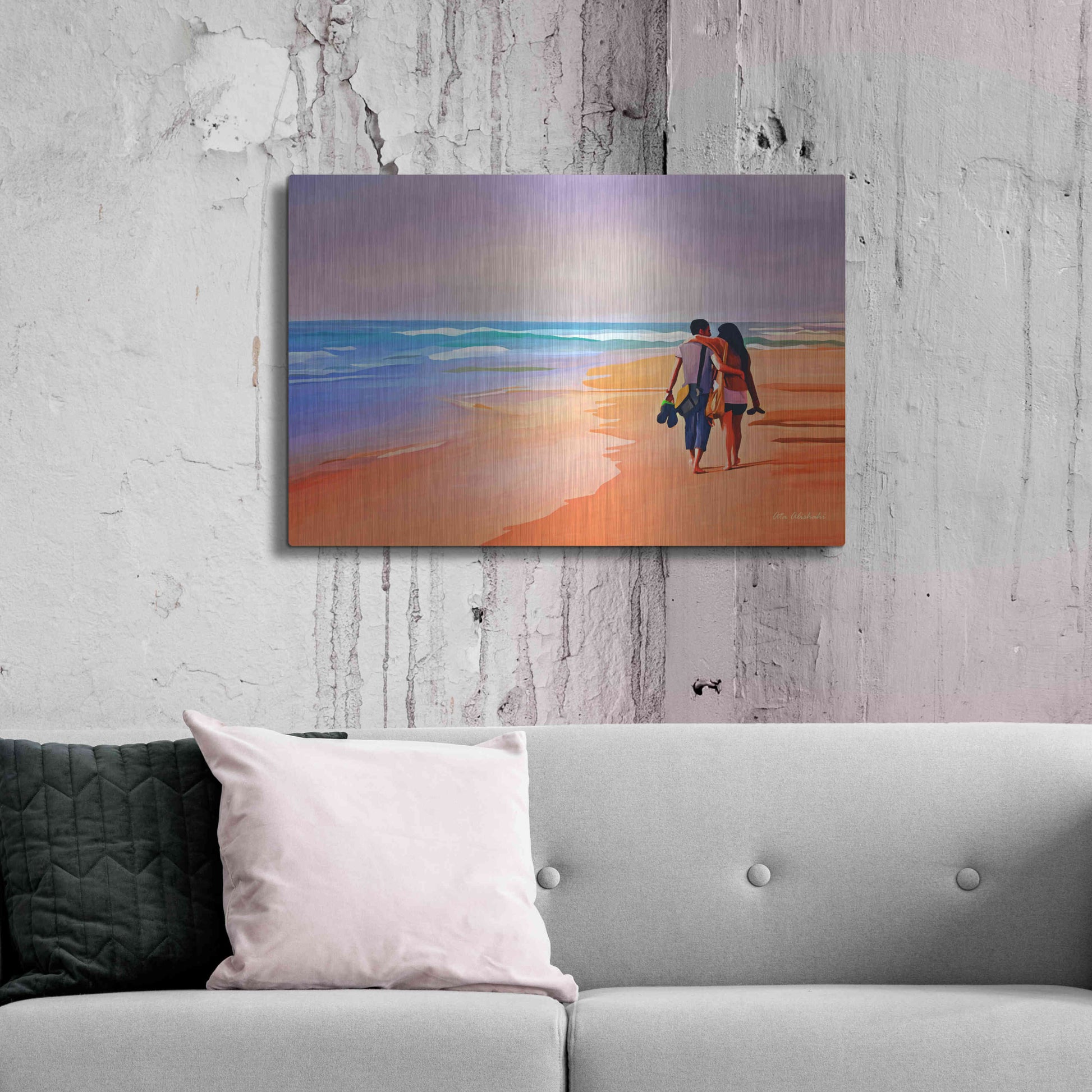 Luxe Metal Art 'Beach Walk' by Ata Alishahi, Metal Wall Art,36x24