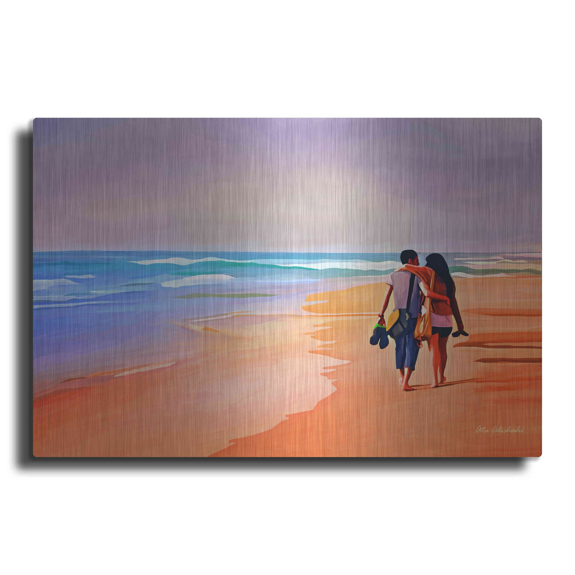 Luxe Metal Art 'Beach Walk' by Ata Alishahi, Metal Wall Art