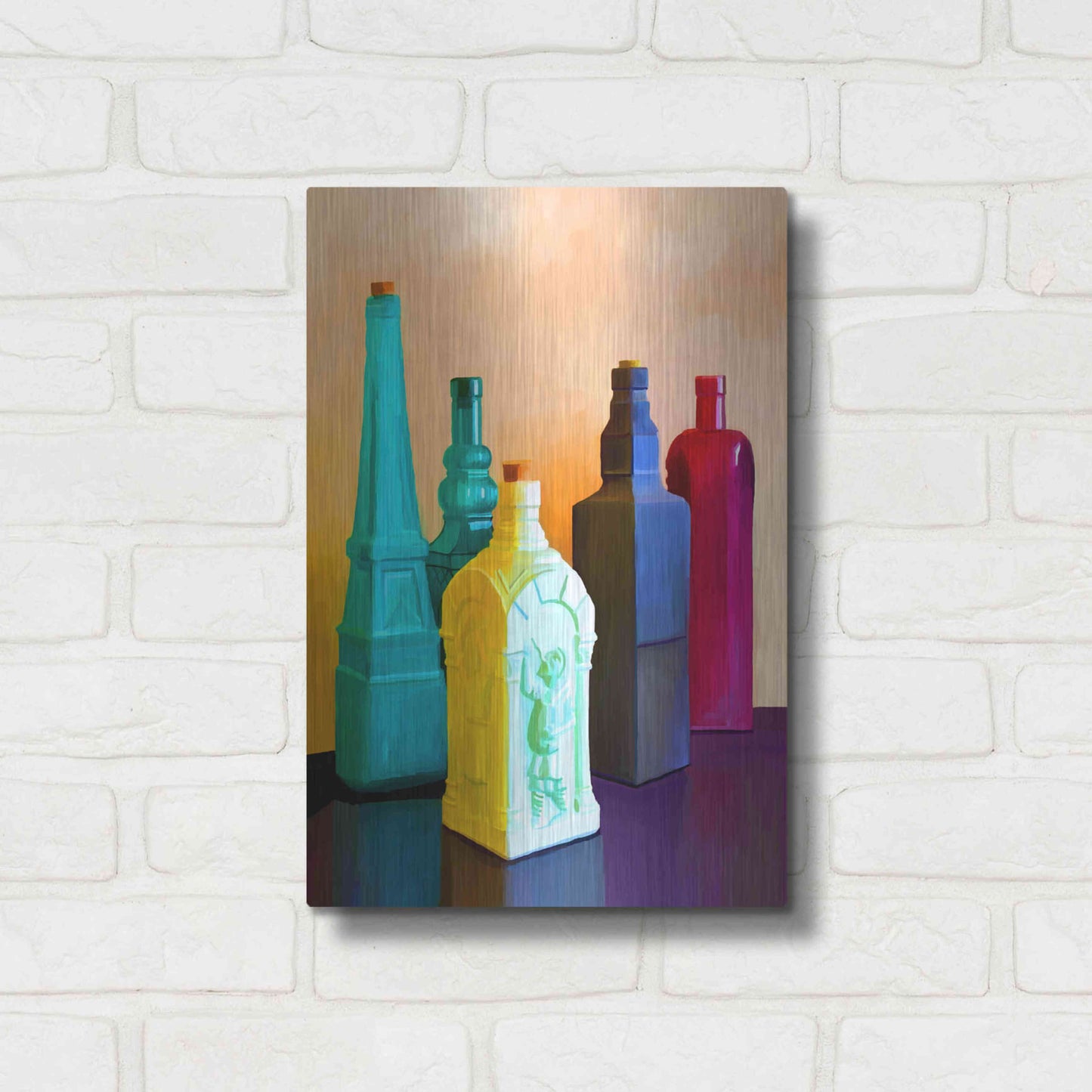 Luxe Metal Art 'Color Bottles' by Ata Alishahi, Metal Wall Art,12x16