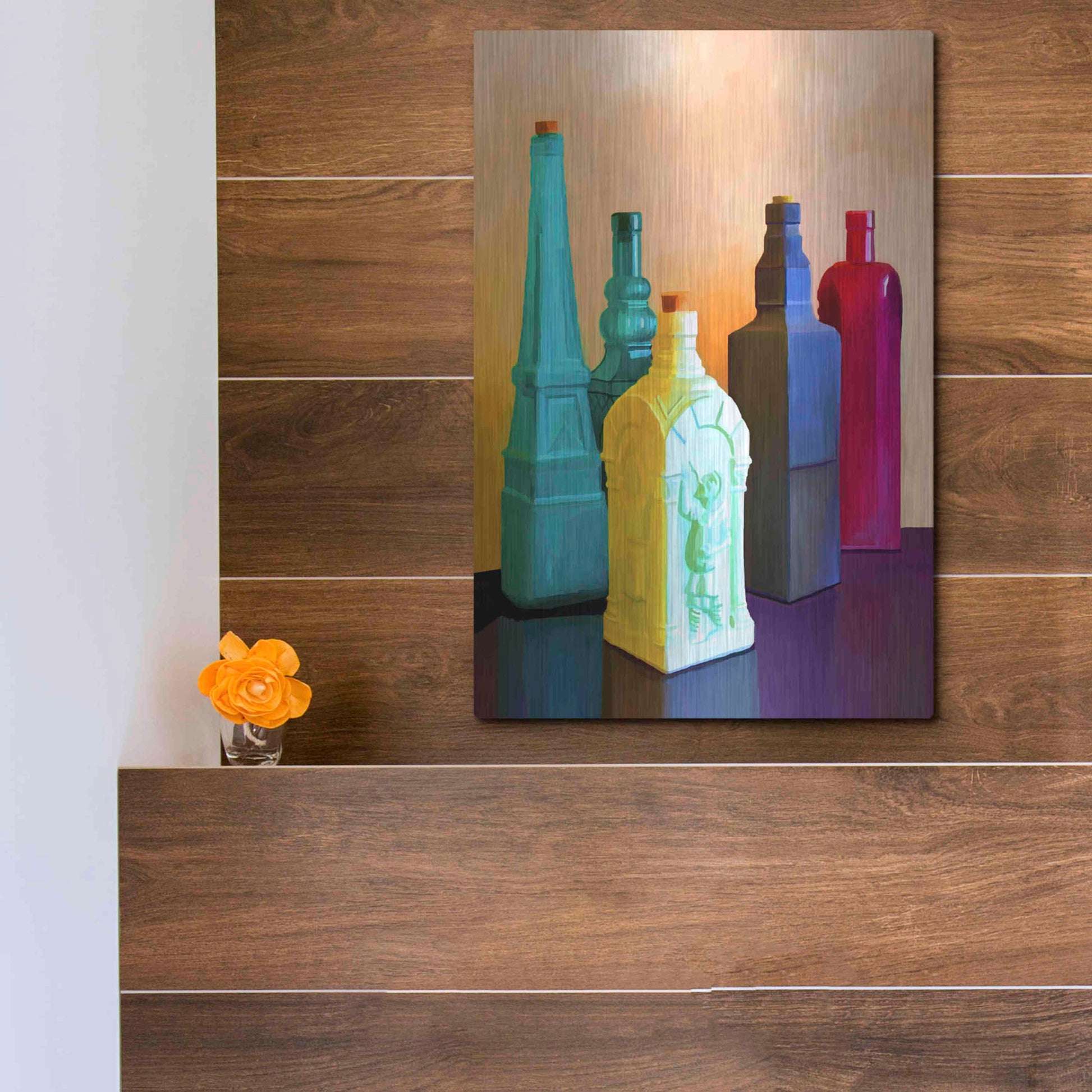 Luxe Metal Art 'Color Bottles' by Ata Alishahi, Metal Wall Art,12x16