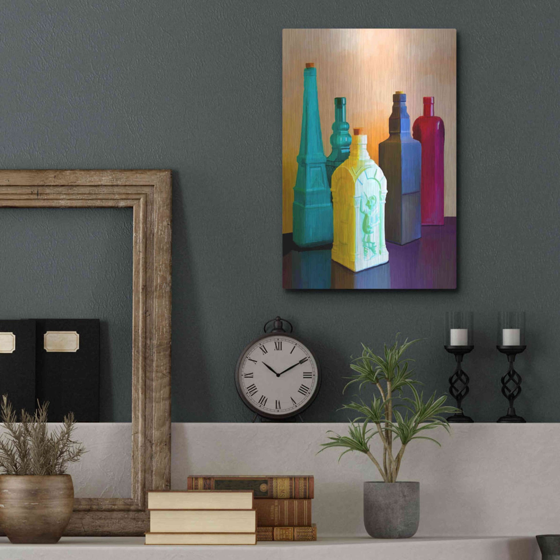 Luxe Metal Art 'Color Bottles' by Ata Alishahi, Metal Wall Art,12x16