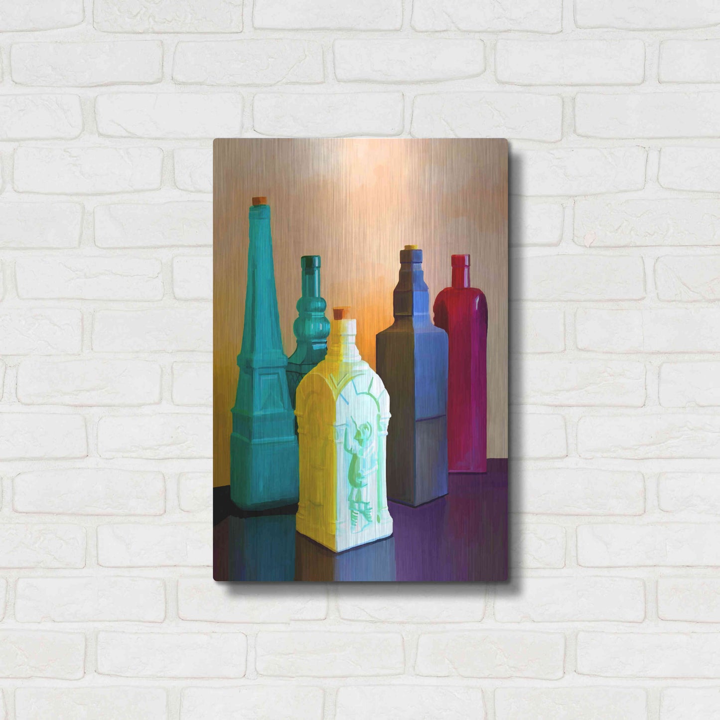 Luxe Metal Art 'Color Bottles' by Ata Alishahi, Metal Wall Art,16x24