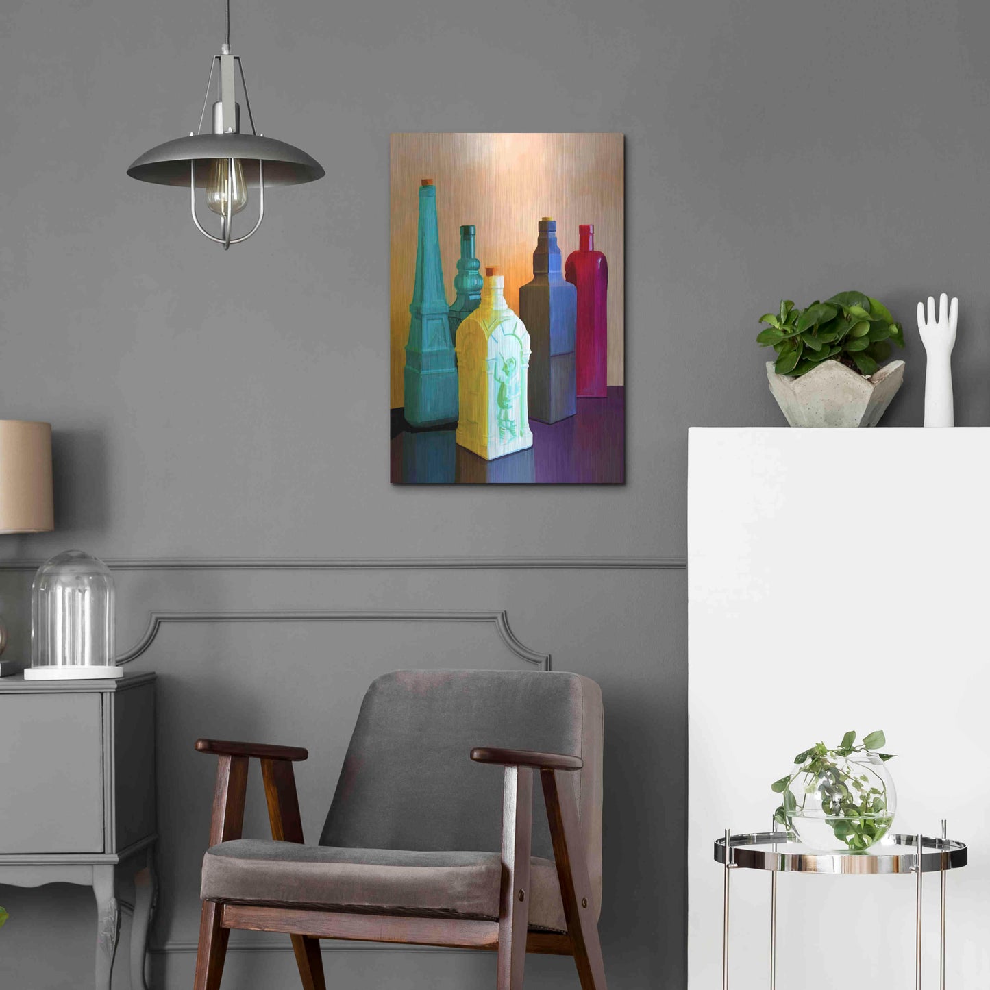 Luxe Metal Art 'Color Bottles' by Ata Alishahi, Metal Wall Art,16x24