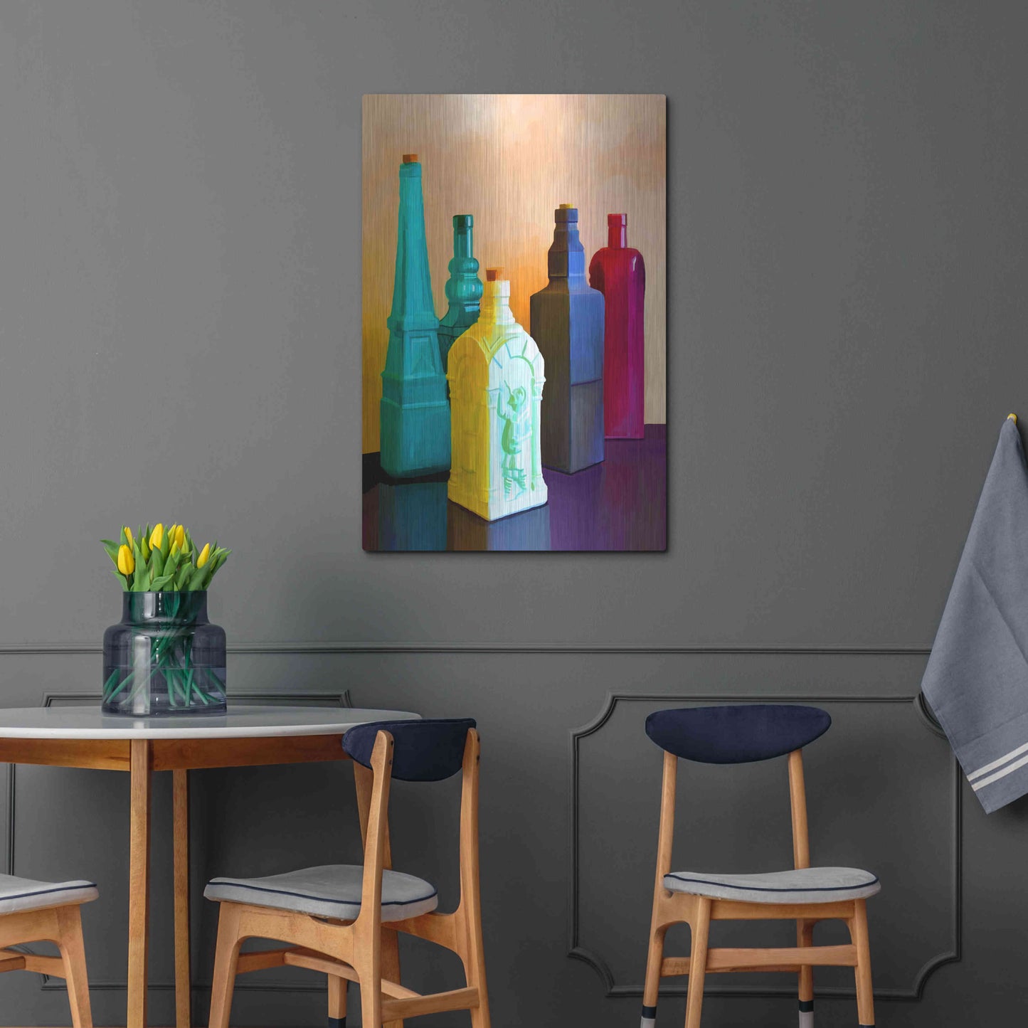 Luxe Metal Art 'Color Bottles' by Ata Alishahi, Metal Wall Art,24x36