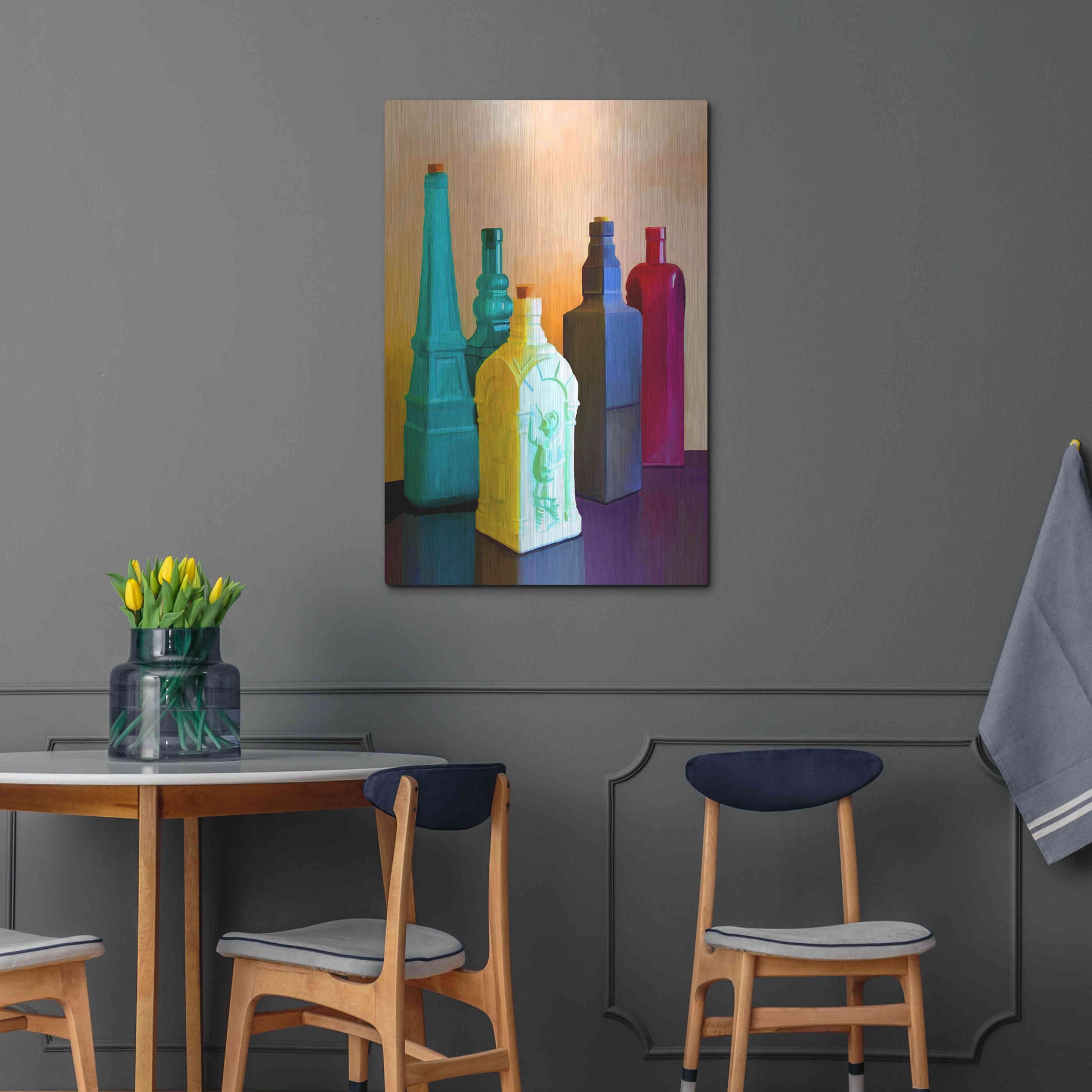 Luxe Metal Art 'Color Bottles' by Ata Alishahi, Metal Wall Art,24x36