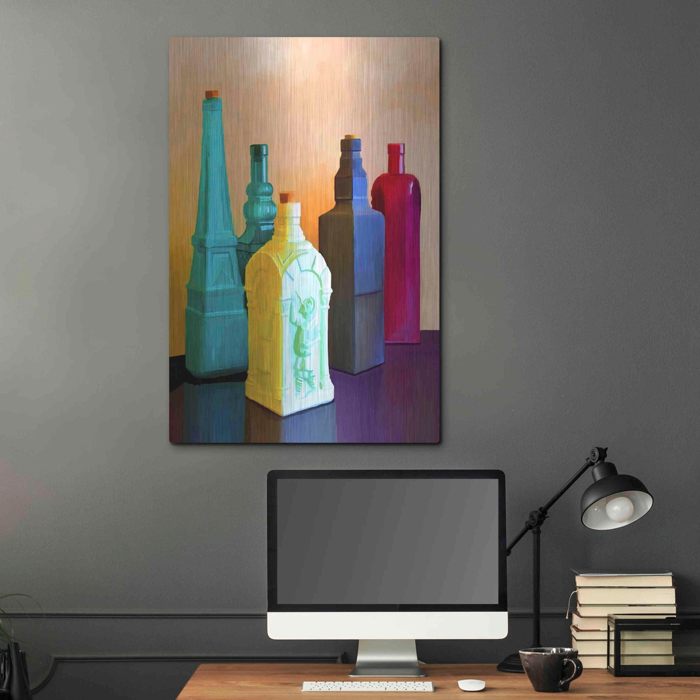 Luxe Metal Art 'Color Bottles' by Ata Alishahi, Metal Wall Art,24x36