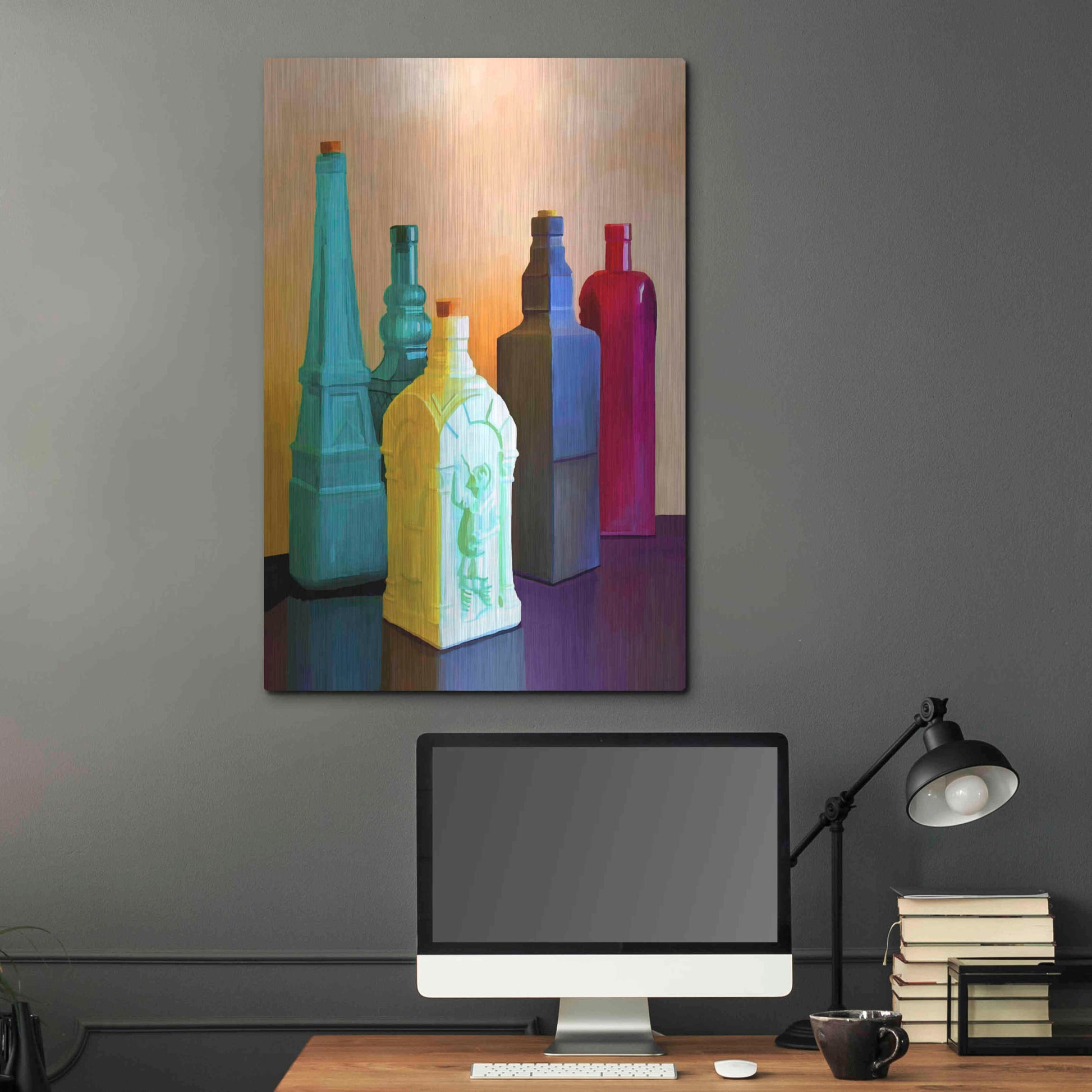 Luxe Metal Art 'Color Bottles' by Ata Alishahi, Metal Wall Art,24x36