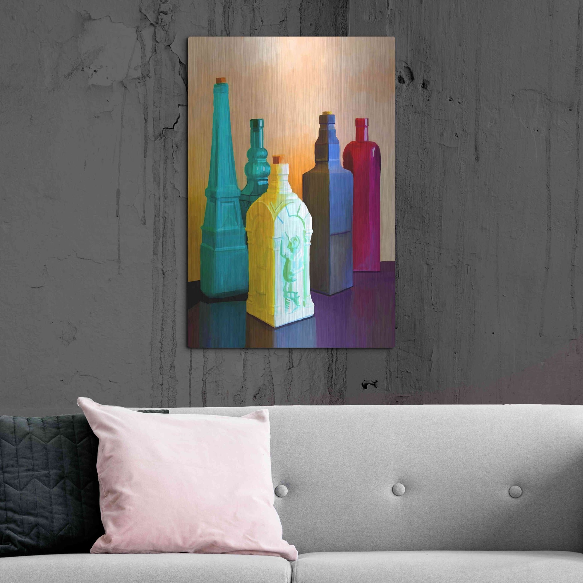 Luxe Metal Art 'Color Bottles' by Ata Alishahi, Metal Wall Art,24x36