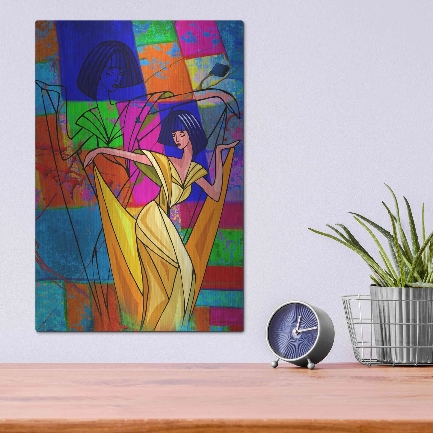 Luxe Metal Art 'Color Dance' by Ata Alishahi, Metal Wall Art,12x16