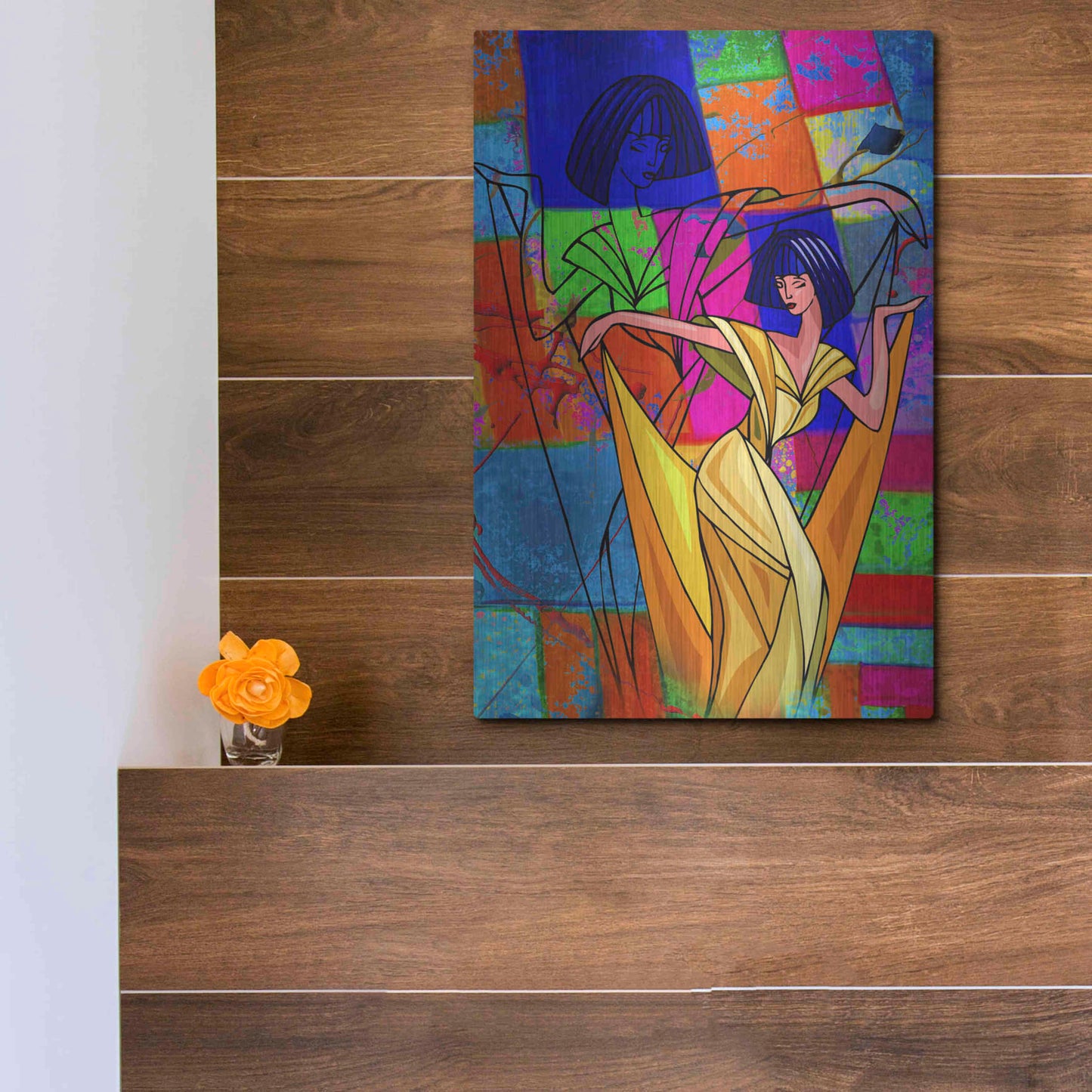 Luxe Metal Art 'Color Dance' by Ata Alishahi, Metal Wall Art,12x16