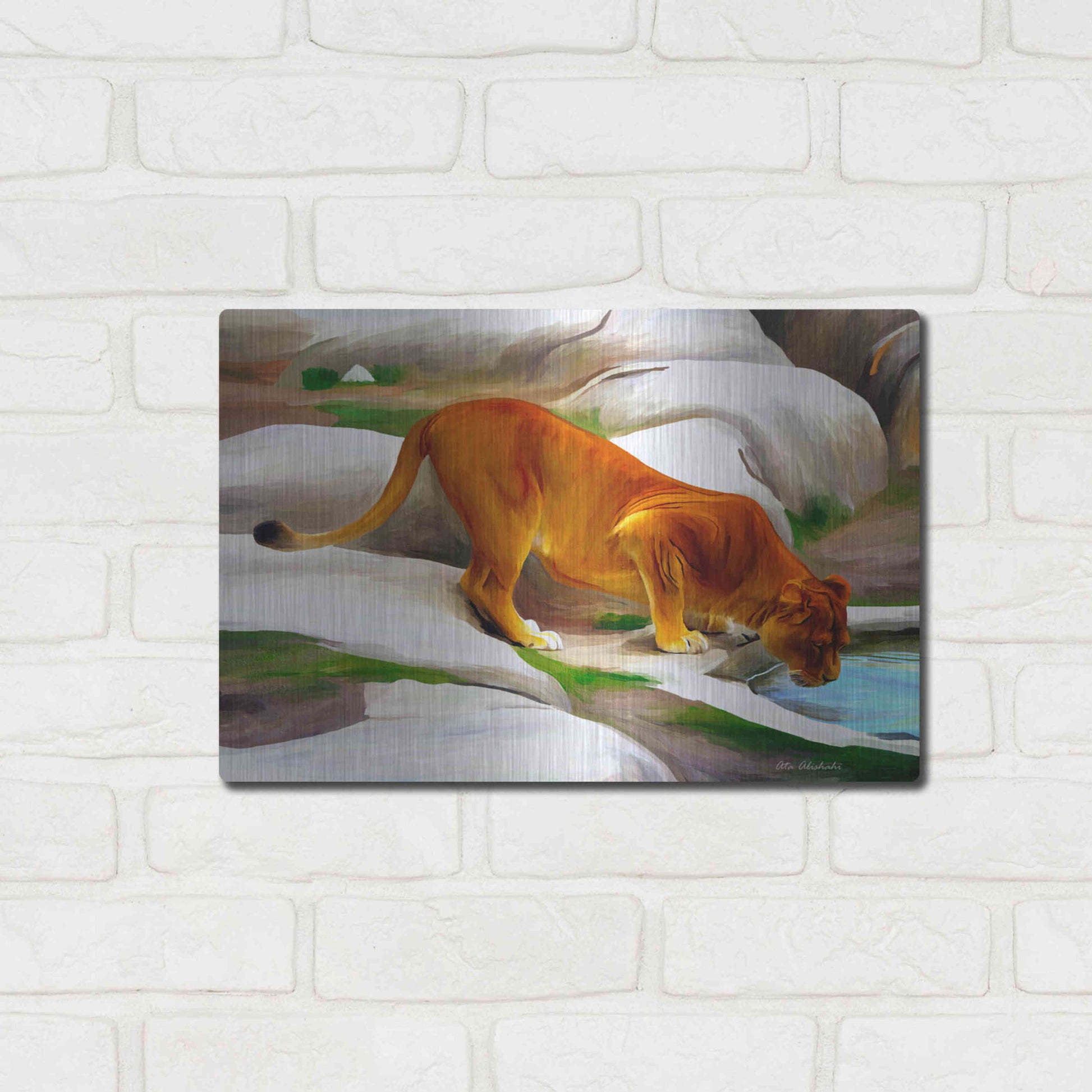 Luxe Metal Art 'Lioness' by Ata Alishahi, Metal Wall Art,16x12