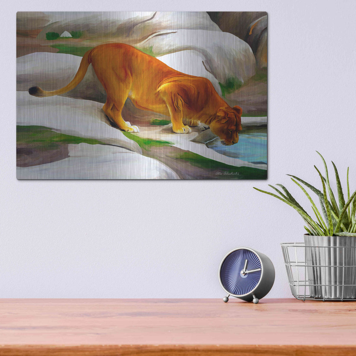 Luxe Metal Art 'Lioness' by Ata Alishahi, Metal Wall Art,16x12