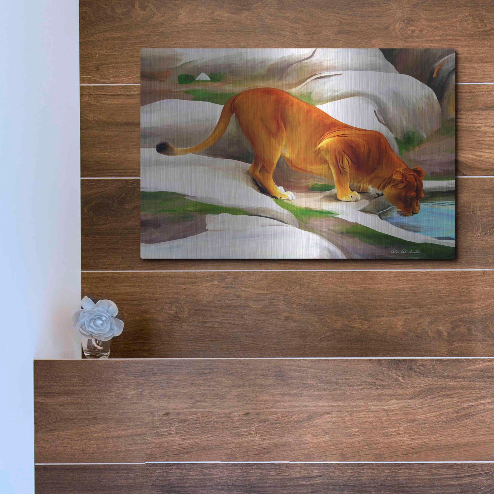 Luxe Metal Art 'Lioness' by Ata Alishahi, Metal Wall Art,16x12