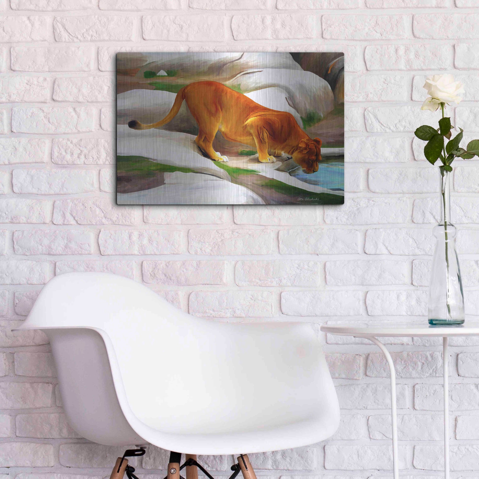 Luxe Metal Art 'Lioness' by Ata Alishahi, Metal Wall Art,24x16