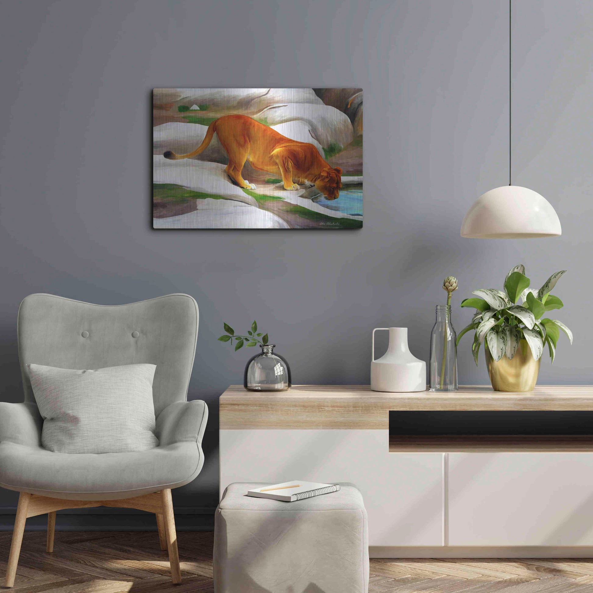 Luxe Metal Art 'Lioness' by Ata Alishahi, Metal Wall Art,24x16