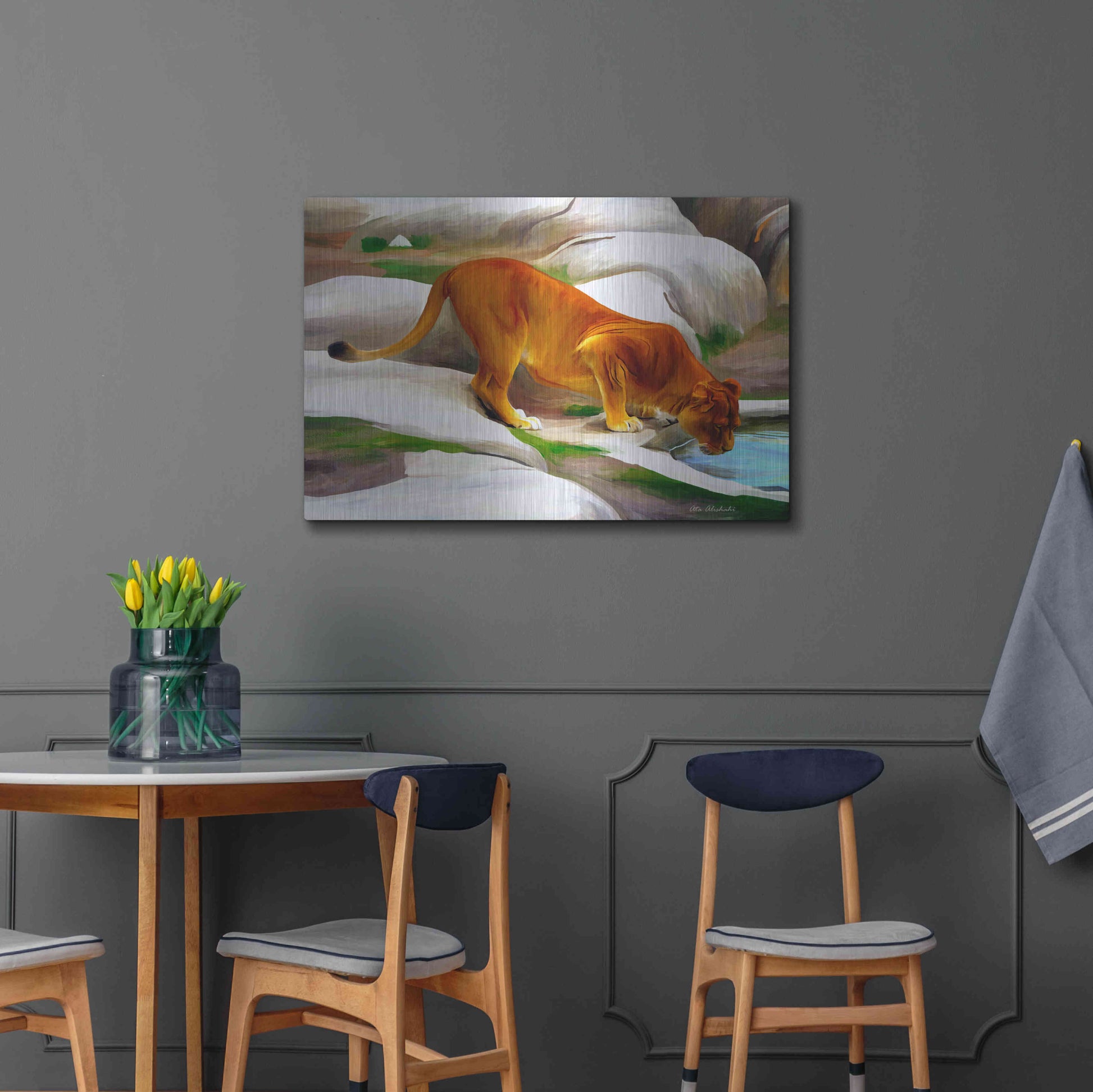 Luxe Metal Art 'Lioness' by Ata Alishahi, Metal Wall Art,36x24