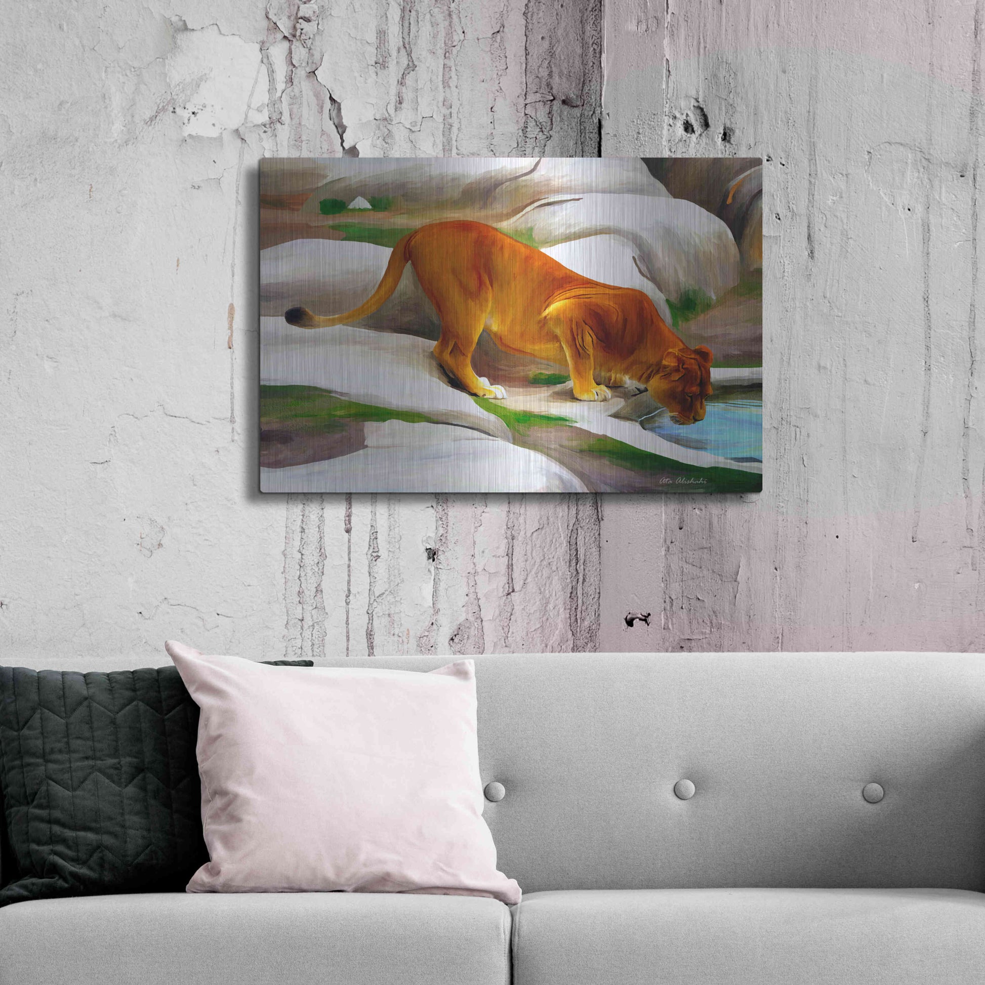 Luxe Metal Art 'Lioness' by Ata Alishahi, Metal Wall Art,36x24