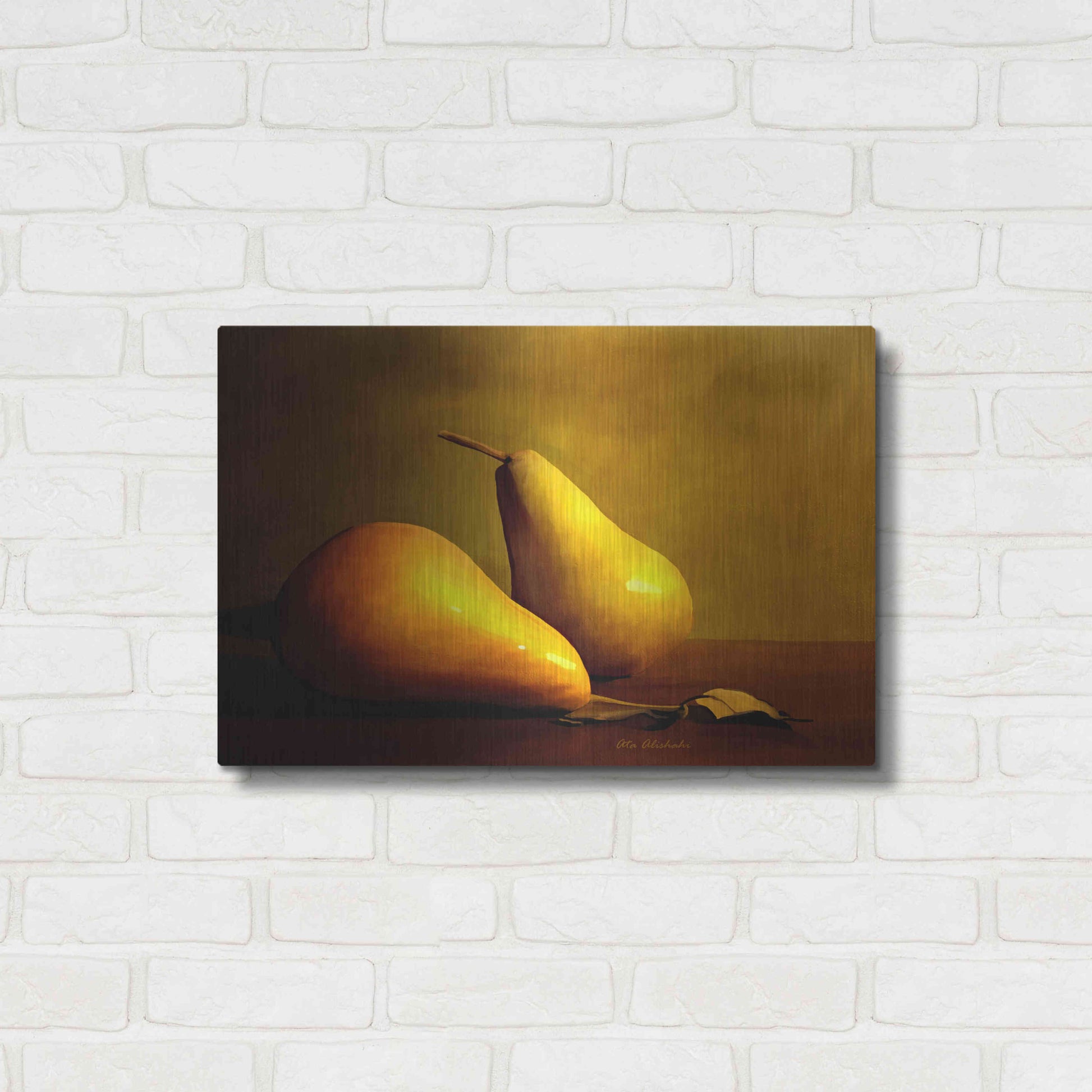Luxe Metal Art 'Pears' by Ata Alishahi, Metal Wall Art,24x16