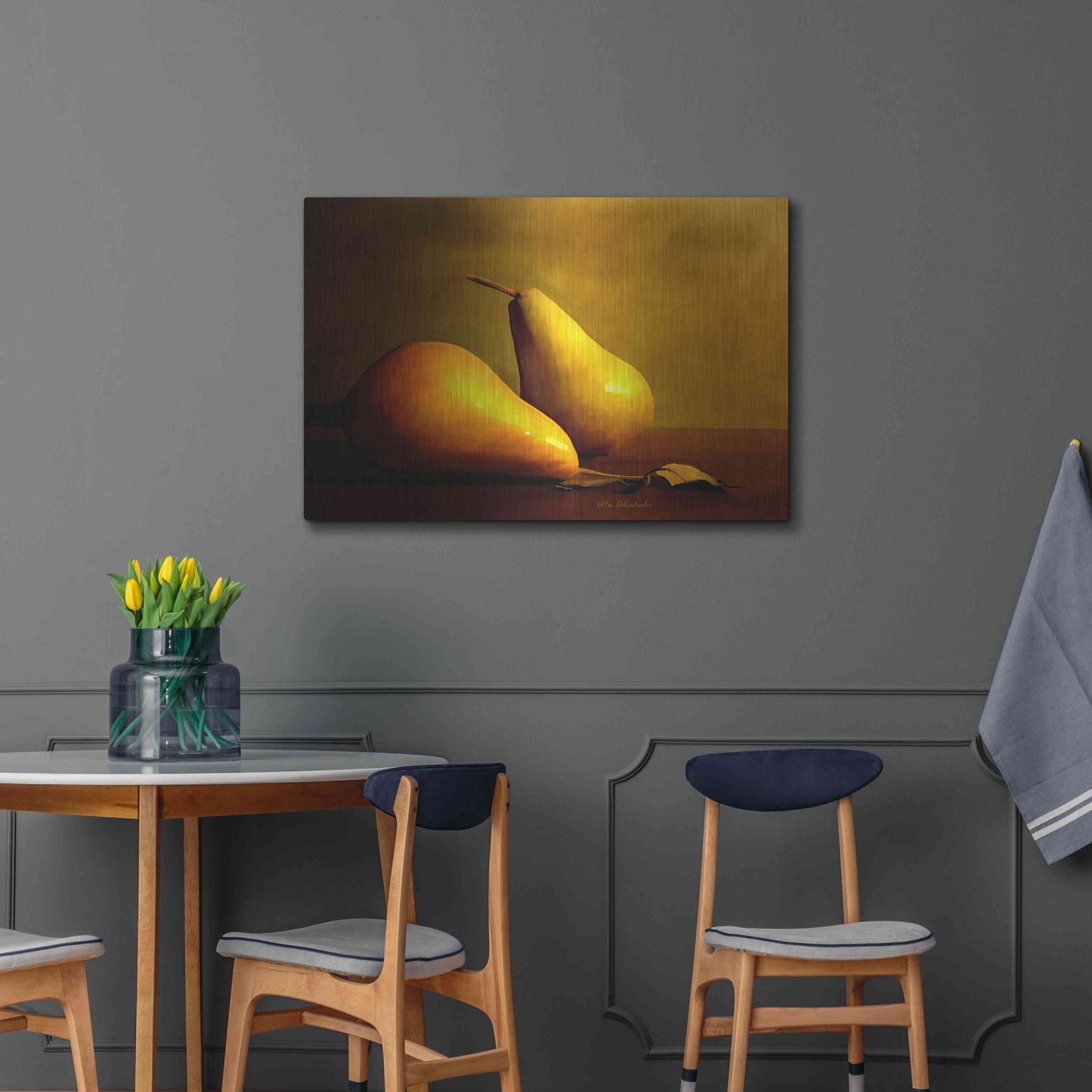 Luxe Metal Art 'Pears' by Ata Alishahi, Metal Wall Art,36x24