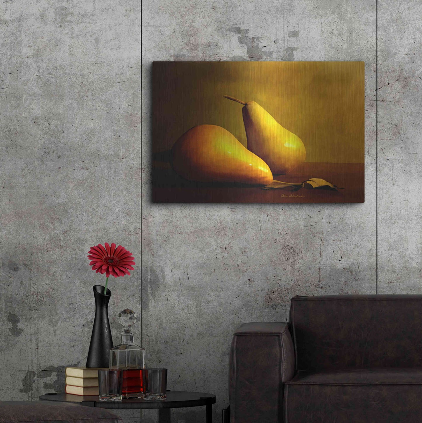 Luxe Metal Art 'Pears' by Ata Alishahi, Metal Wall Art,36x24