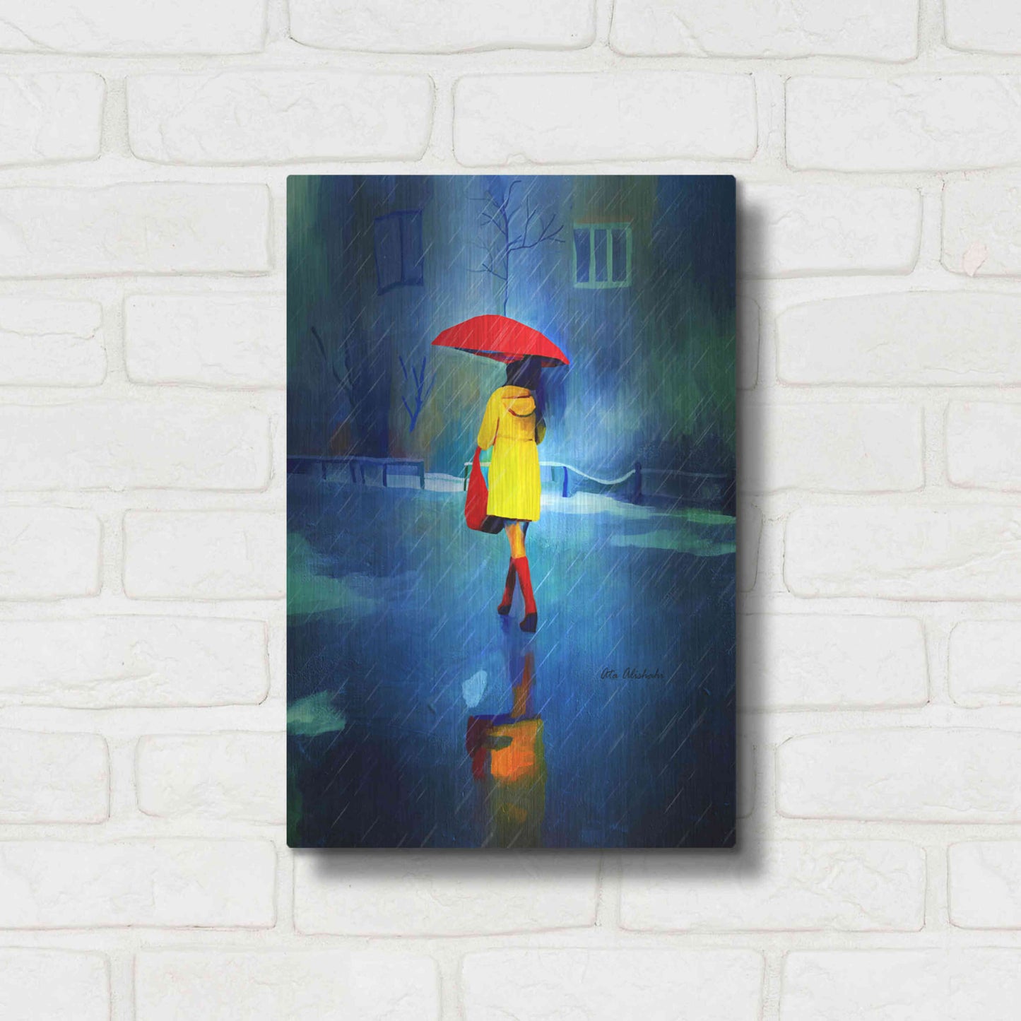 Luxe Metal Art 'Rainy Day' by Ata Alishahi, Metal Wall Art,12x16