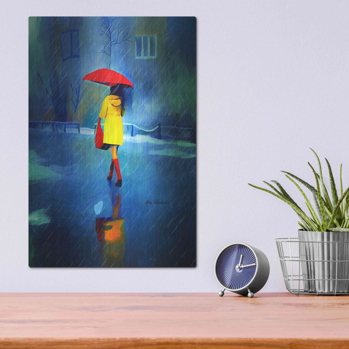 Luxe Metal Art 'Rainy Day' by Ata Alishahi, Metal Wall Art,12x16