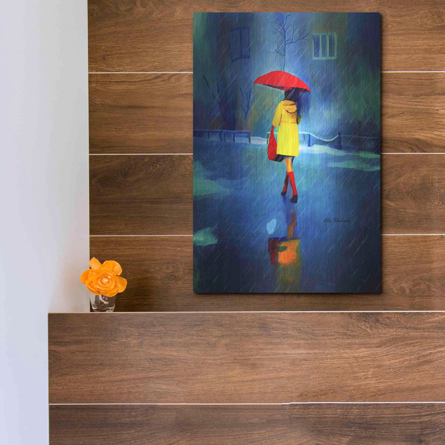 Luxe Metal Art 'Rainy Day' by Ata Alishahi, Metal Wall Art,12x16