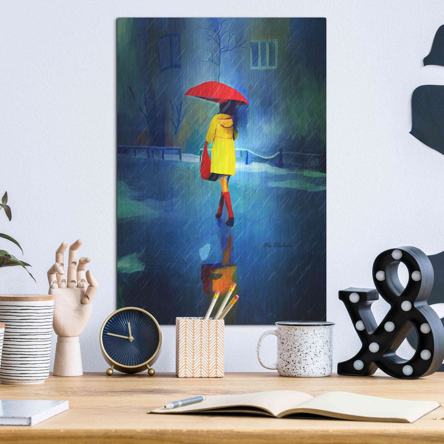 Luxe Metal Art 'Rainy Day' by Ata Alishahi, Metal Wall Art,12x16