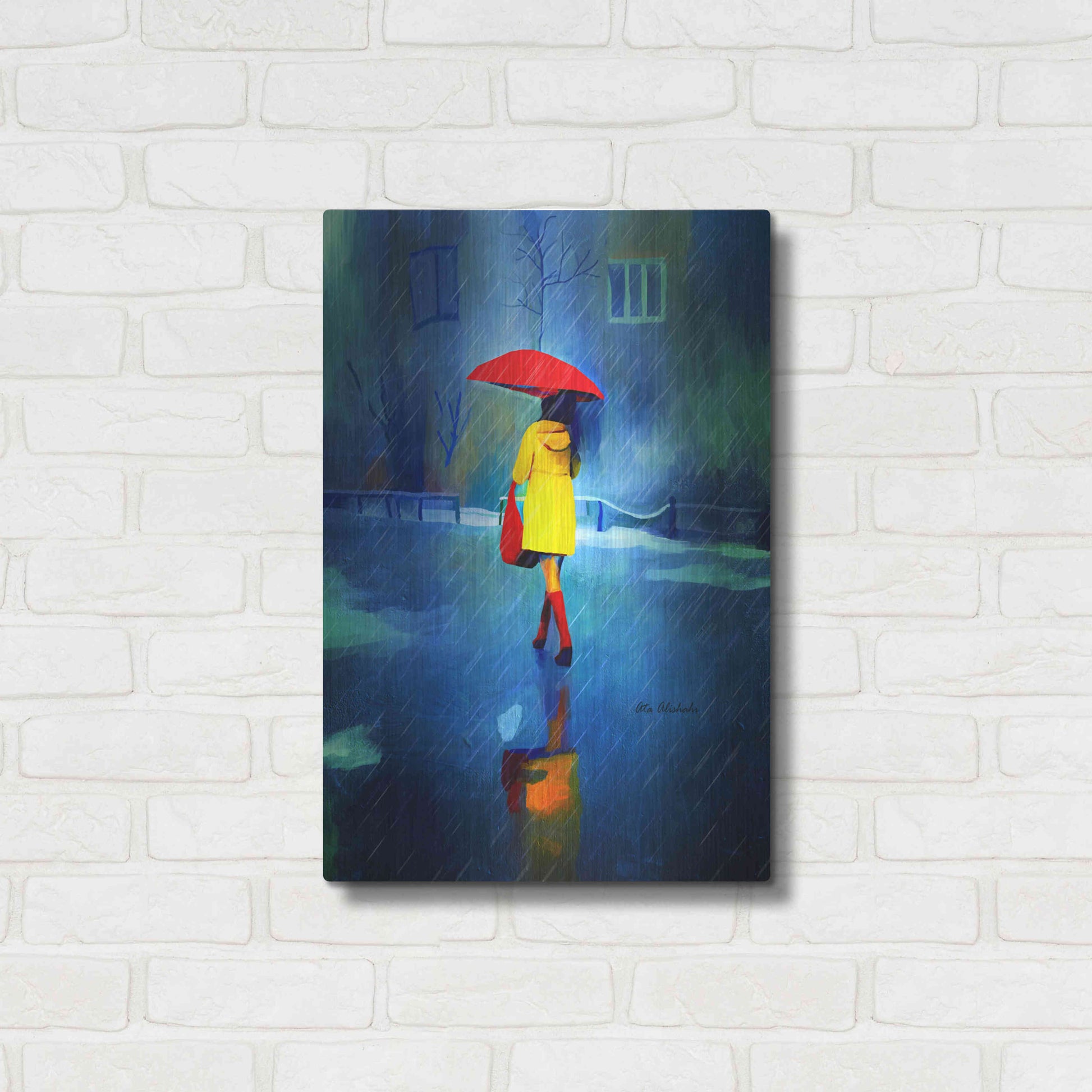 Luxe Metal Art 'Rainy Day' by Ata Alishahi, Metal Wall Art,16x24