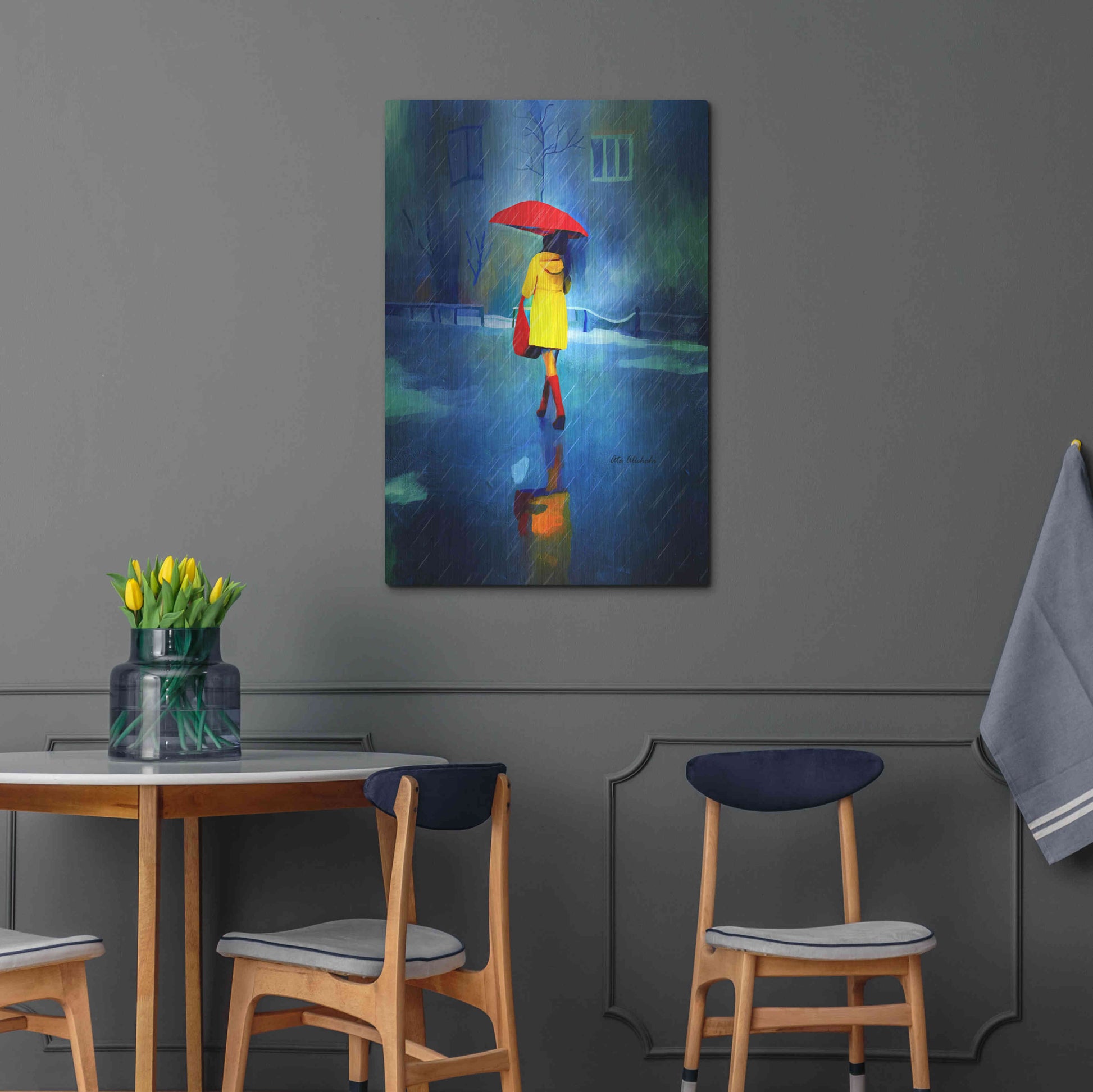 Luxe Metal Art 'Rainy Day' by Ata Alishahi, Metal Wall Art,24x36