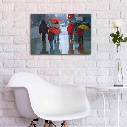 Luxe Metal Art 'Rainy Street' by Ata Alishahi, Metal Wall Art,24x16