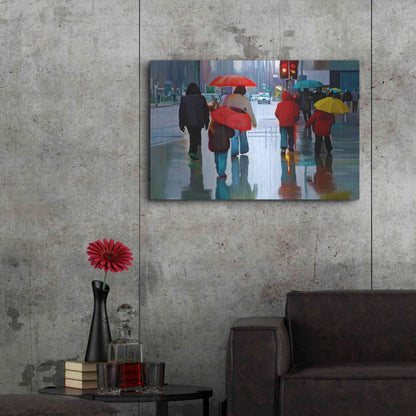 Luxe Metal Art 'Rainy Street' by Ata Alishahi, Metal Wall Art,36x24